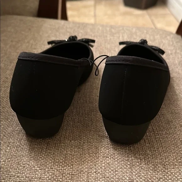 Chinese Laundry Black Faux Suede Ballet wedge with Bow - Picture 4 of 8